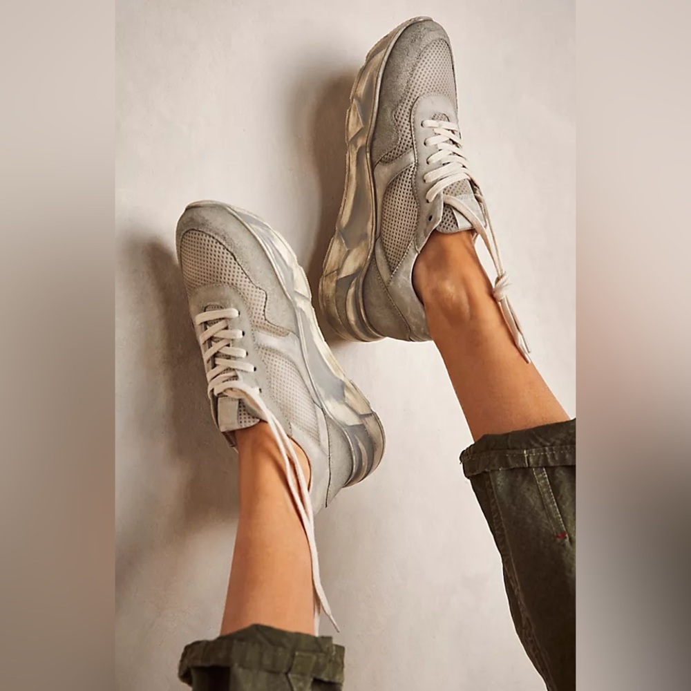 Free People Let’s Wander Washed Sneaker in White